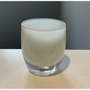Glassybaby Hope Candle Holder Bright White Hand Blown Glass Triskelion